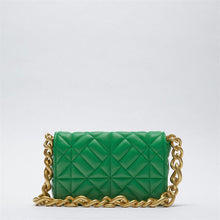 Load image into Gallery viewer, New Adorable Women's Handbag Green Small Flap Shoulder Bag In Thick Metal Chain Women's Clutch Bags Luxury Ladies Shoulder Purse
