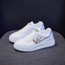 Load image into Gallery viewer, Spring Fashion Breathble Women Sneakers Leather Platform Shoes Women Lace Up Casual Shoes White Fashion Sneakers White PU Leather Platform Sneaker For Women Lace Up Walking Sneakers