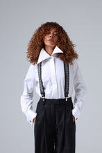 Load image into Gallery viewer, Sicily Chalk White Floral Patterned Silk Suspenders