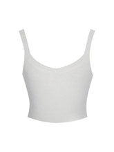 Load image into Gallery viewer, Selene White Wool-Blend Ribbed Knit V-Neck Top