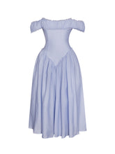 Load image into Gallery viewer, Xavy Baby Blue Off Shoulder Corset Midi Dress