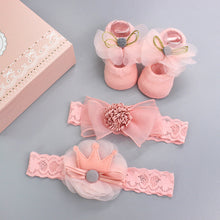 Load image into Gallery viewer, Flower Baby Girl Headband Socks Set Shoes With Crown Bows Newborn Headbands For Girls Turban Baby Hair Accessories