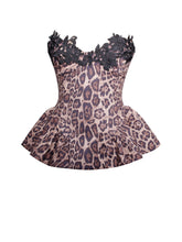 Load image into Gallery viewer, Qiara Cheetah Print Peplum Top with Lace Trim