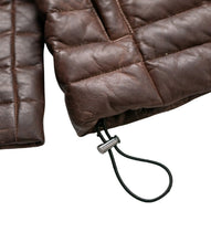 Load image into Gallery viewer, Men's Brown Leather Puffer Jacket