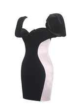Load image into Gallery viewer, Nova Black Contoured Sweetheart Puff Sleeve Mini Dress