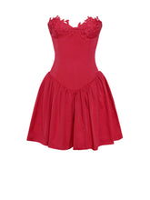 Load image into Gallery viewer, Sacha Red Lace Drop Waist Corset Puffy Mini Dress