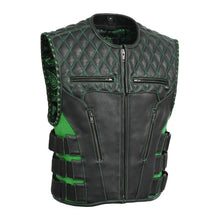 Load image into Gallery viewer, Tactical Emerald Men’s Motorcycle Leather Vest
