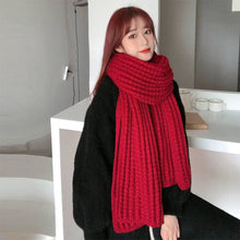 Load image into Gallery viewer, Winter Simple Soft Colorful Knitted Wool Scarf Solid Warm Scarves Lightweight Casual Couple Muffler Striped Elegant Hijab Cashmere Scarf Neck Scarf Christmas Gift For Women