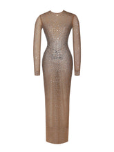 Load image into Gallery viewer, Isabel Crystal Embellished Mesh Long Sleeve Maxi Dress