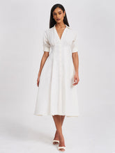 Load image into Gallery viewer, Palina Lyocell Pleated Midi Preppy Shirt Dress