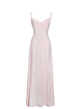 Load image into Gallery viewer, Mallory Baby Pink Stripe Jacquard High Slit Gown