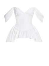 Load image into Gallery viewer, Qistina White Off-shoulder Bubble Hem Peplum Cotton Top