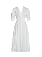 Load image into Gallery viewer, Palina Lyocell Pleated Midi Preppy Shirt Dress