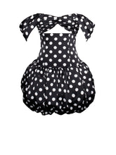 Load image into Gallery viewer, Umika Black Polka Dots Bubble Hem Mini Dress