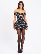 Load image into Gallery viewer, Umika Black Polka Dots Bubble Hem Mini Dress