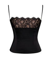 Load image into Gallery viewer, Padma Black Satin Lace Bustier Corset Top