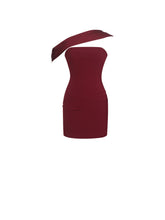 Load image into Gallery viewer, Ovelia Crimson Satin Ribbon Strapless Mini Dress