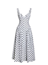 Load image into Gallery viewer, Rahma Polka Dot Drop Waist Midi Cotton Poplin Dress