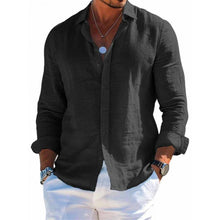 Load image into Gallery viewer, Men's Long Sleeve Shirt Casual Loose Lapel Button Top Solid Color Plus Size Blouse Clothing