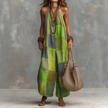 Load image into Gallery viewer, Women's Plaid Print Jumpsuit – Sleeveless, Wide-Leg, Suspender Style