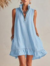 Load image into Gallery viewer, Women's Casual Loose Half-Zip Sleeveless Dress with Ruffle Hem