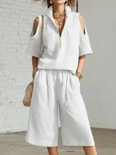 Load image into Gallery viewer, Short-Sleeve Shirt & Loose Shorts Two-Piece Set