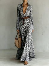Load image into Gallery viewer, Women's Belted Irregular Pleated Dress