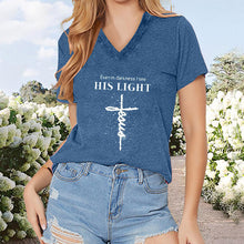 Load image into Gallery viewer, Women's V-Neck T-Shirt Geometric Cross Casual Summer Short Sleeve Top