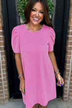 Load image into Gallery viewer, Blossom Corded Crew Neck Puff Sleeve Mini Dress