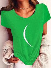 Load image into Gallery viewer, Wide Collar Printed T-Shirt – Casual Short Sleeve Top for Women