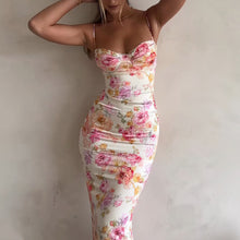 Load image into Gallery viewer, Women’s Floral Bodycon Maxi Dress – Sexy Spaghetti Strap Vacation & Summer Dress