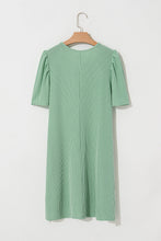 Load image into Gallery viewer, Blossom Corded Crew Neck Puff Sleeve Mini Dress