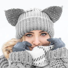 Load image into Gallery viewer, Women’s Thickened Acrylic Knitted Hat with Devil Ears | Cozy Beanie