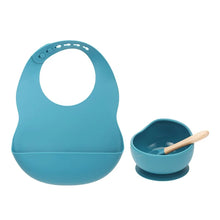 Load image into Gallery viewer, Colorful Silicone Feeding Set for Babies: Bib, Bowl, and Spoon