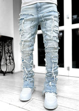 Load image into Gallery viewer, Patched Pants Long Tight Fit Stacked Jeans