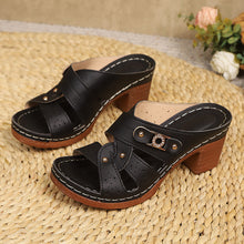 Load image into Gallery viewer, Women's High-Heel Slip-On Sandals – Round Toe Summer Slippers