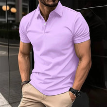 Load image into Gallery viewer, Summer Short Sleeve Polo Shirt Men Solid Color Button Lapel Button Top