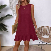 Load image into Gallery viewer, Women's Ruffle Lace-Up Mini Dress – Short Sleeve Loose Beach Dress
