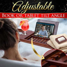 Load image into Gallery viewer, Bamboo Bathtub Caddy Tray – Expandable Waterproof Bath Tray with Wine Glass Holder, Tablet Stand & Removable Accessory Slots – Eco-Friendly, Adjustable & Durable
