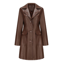 Load image into Gallery viewer, Women’s Long Leather Trench Coat – Fashion Outerwear