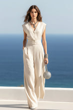 Load image into Gallery viewer, Women's Structured Sleeveless V-Neck Single-Breasted Vest & Wide-Leg Pleated Trousers Set