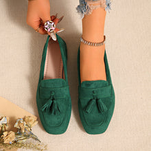 Load image into Gallery viewer, Women's Square Toe Tassel Slip-On Loafers | Suede Flat Casual Shoes