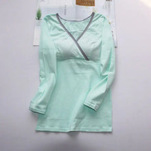 Load image into Gallery viewer, Women's Cotton Nursing Top, Long Sleeve V-Neck T-Shirt - # BAGE211510105-NURSG