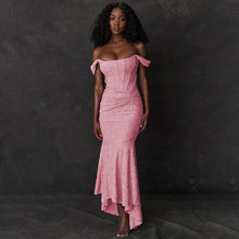 Load image into Gallery viewer, Mozision Off-shoulder Backless Sexy Evening Dress For Women Purple Sleeveless Strapless Ruched Bodycon Club Party Dress