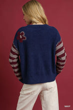 Load image into Gallery viewer, Umgee Flower Jacquard Striped Long Sleeve Sweater