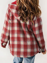 Load image into Gallery viewer, Plaid Snap Down Plush Hooded Jacket Soft & Warm Women Outerwear Cozy And Comfortable Jacket
