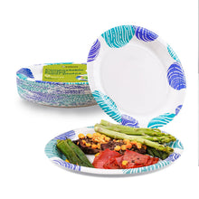 Load image into Gallery viewer, Round 9-Inch Biodegradable Compostable Paper Plates – 50 Count