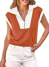 Load image into Gallery viewer, Fisoew Color‑Block Half‑Zip Polo Sweatshirt