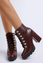Load image into Gallery viewer, Hamiltons Lace Up Block Heel Boots