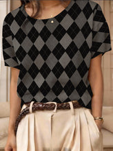 Load image into Gallery viewer, Women's Retro Short-Sleeve Jacquard Knit Top